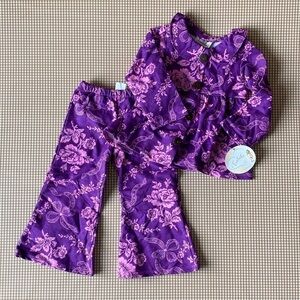Tralala 2 piece set flare pants and button up shirt girl. Size 2T. Made in USA